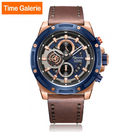 Alexandre Christie ALCW6506MCLURBU Chronograph Brown Leather band Analog Men Watch